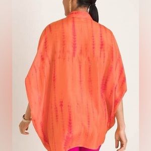 Chicos Orange Tide Die Short Sleeve Blouse